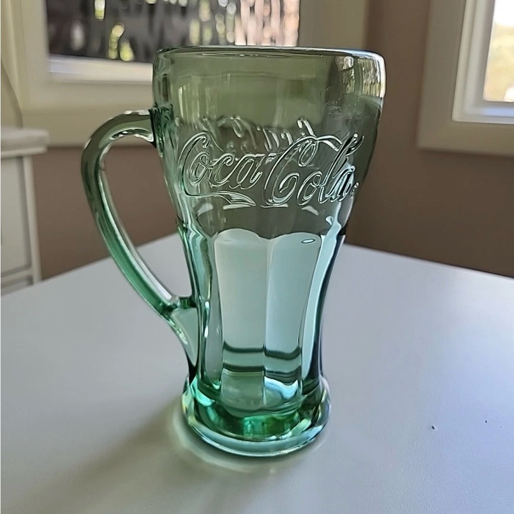 Vintage Coca-Cola Green Glass Mug w/ Handle Libbey 14oz